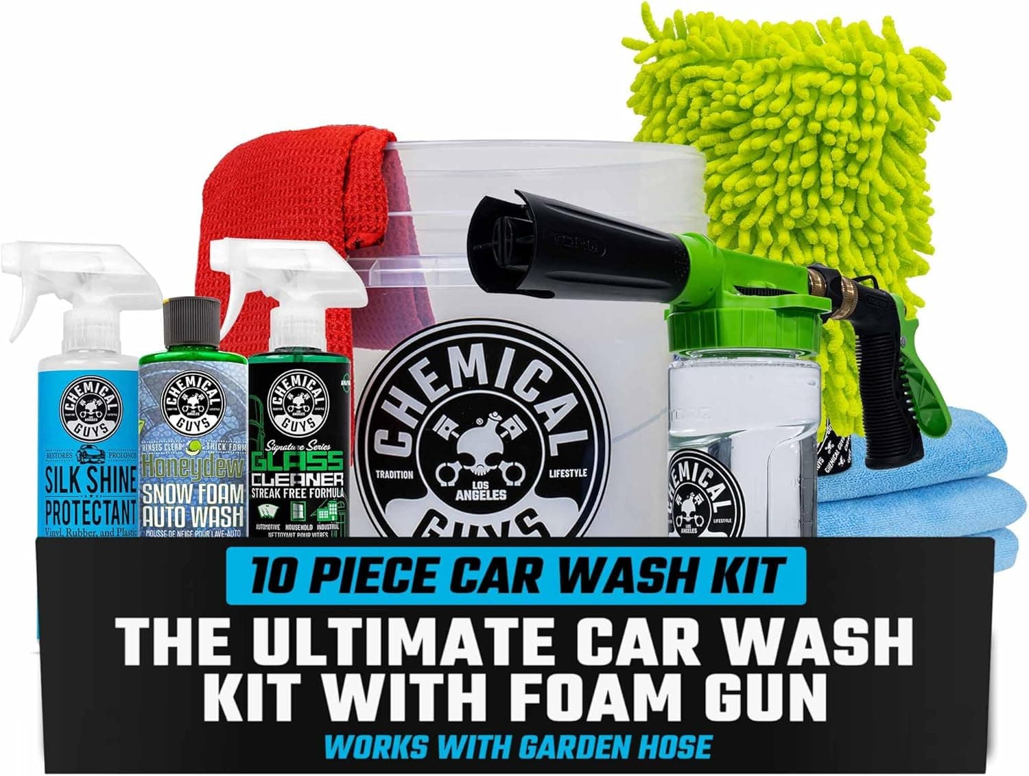 Chemical Guys 10-Piece Car Wash Kit with Foam Gun & Bucket