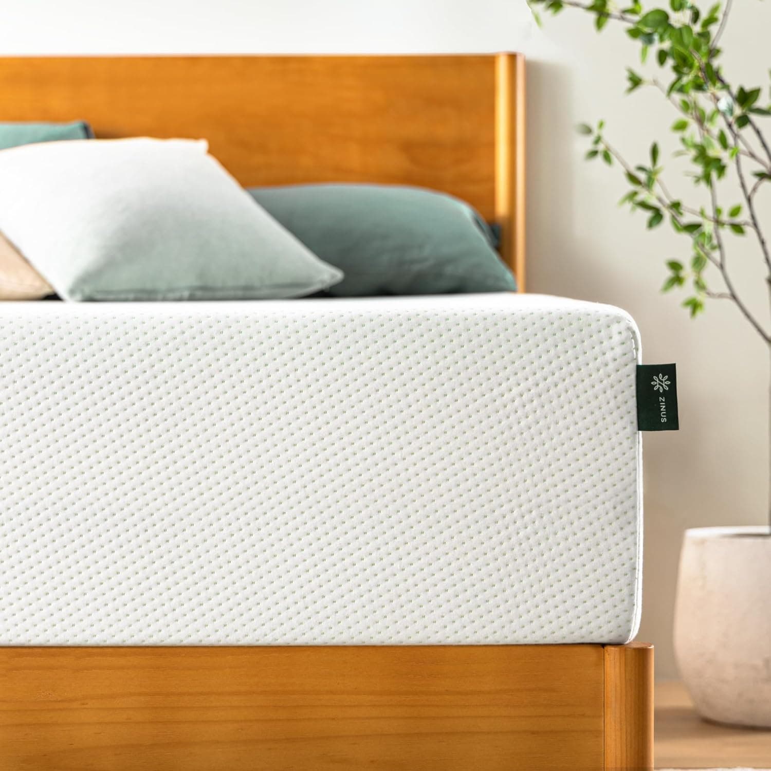 ZINUS 12" Queen Green Tea Memory Foam Mattress – Medium Firm, Fiberglass-Free, Zoned Support, Certified Safe