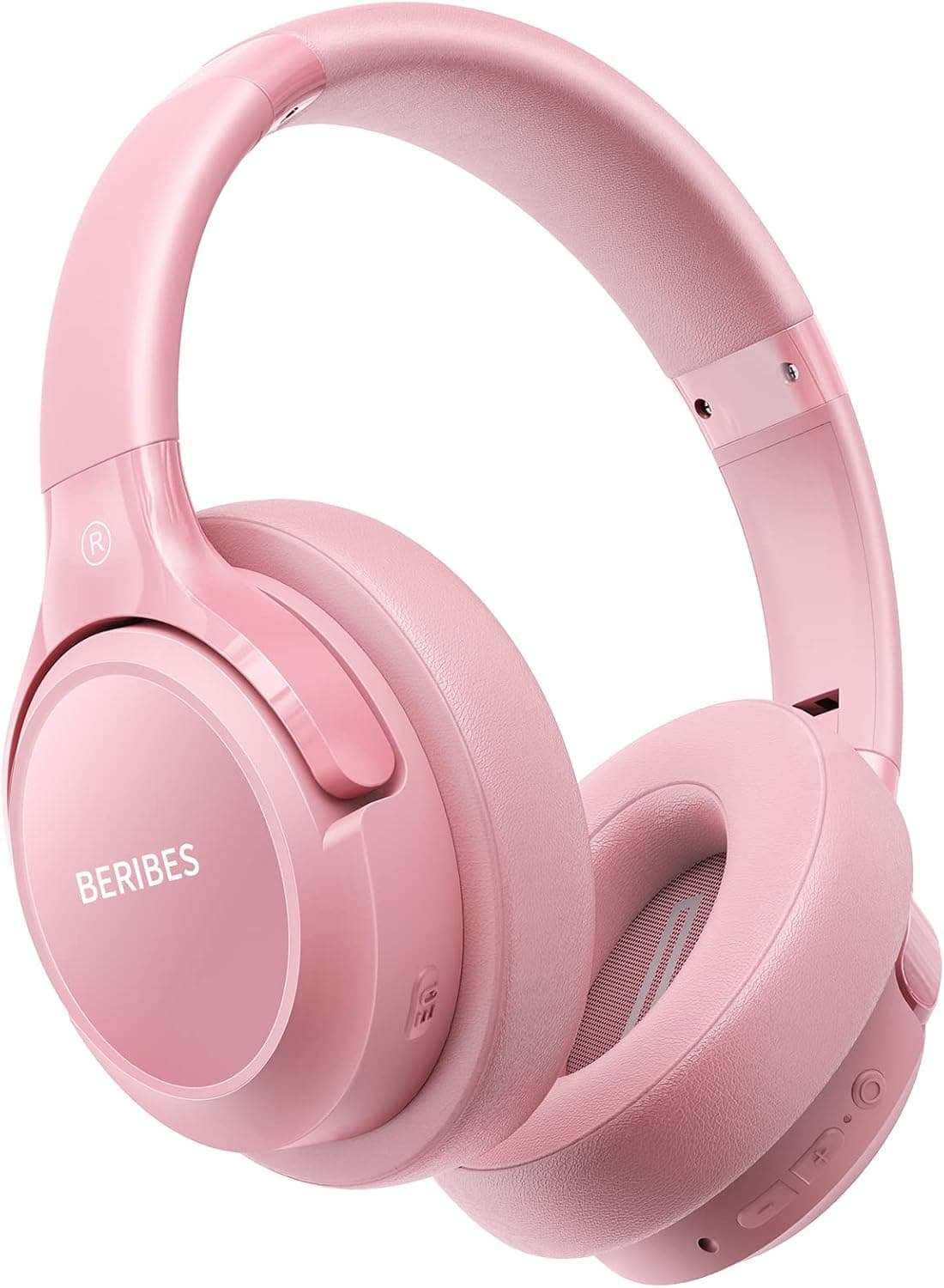 BERIBES Over-Ear Bluetooth Headphones – 65H Playtime, 6 EQ Modes, Deep Bass, Pink