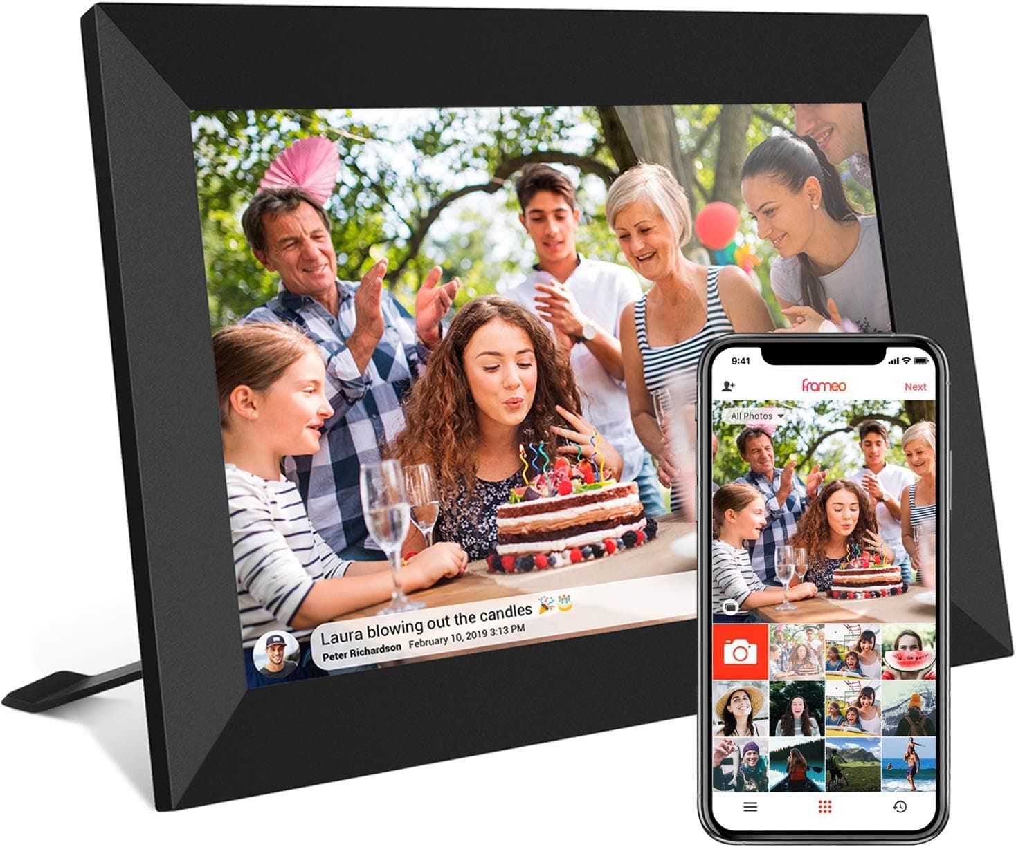 Akimart 10.1" FRAMEO WiFi Digital Photo Frame – 32GB Memory, IPS Touchscreen, Auto-Rotation